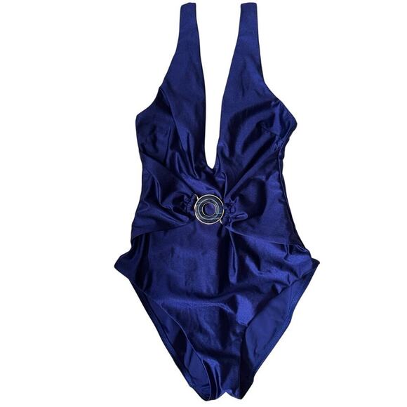 Zimmermann New Tiggy Plunge Circle Link One Piece Swimsuit Blue Size 2 US Size 6 - Picture 8 of 16